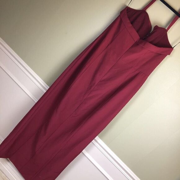 X-194 Wayf  Sydney Lace Up Convertible Halter Maxi Dress Red Slit Back Zip L New - Picture 3 of 5